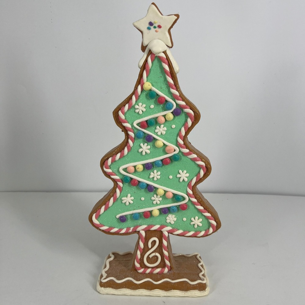 Cupcakes & Cashmere Gingerbread Christmas Tree Green Gumdrop Tabletop Decor 16in